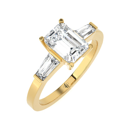 1.68 Ct Three Stone Rings Engagement Ring & Wedding Rings