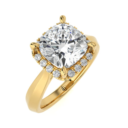 3.27 Ct Halo Cushion & Round Engagement Ring & Wedding Ring