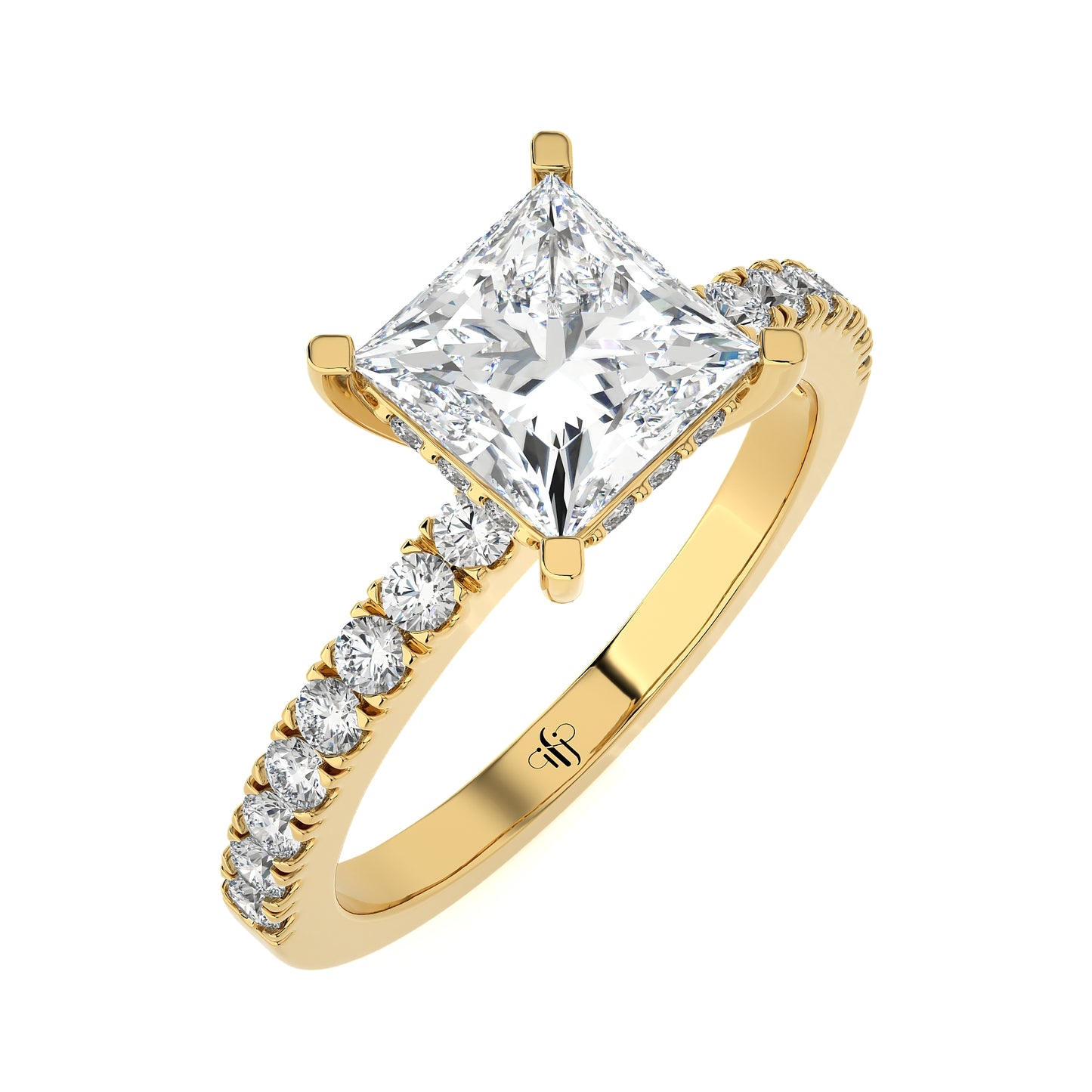 1.21 Ct Knife-Edge Halo Engagement Ring & Wedding Ring