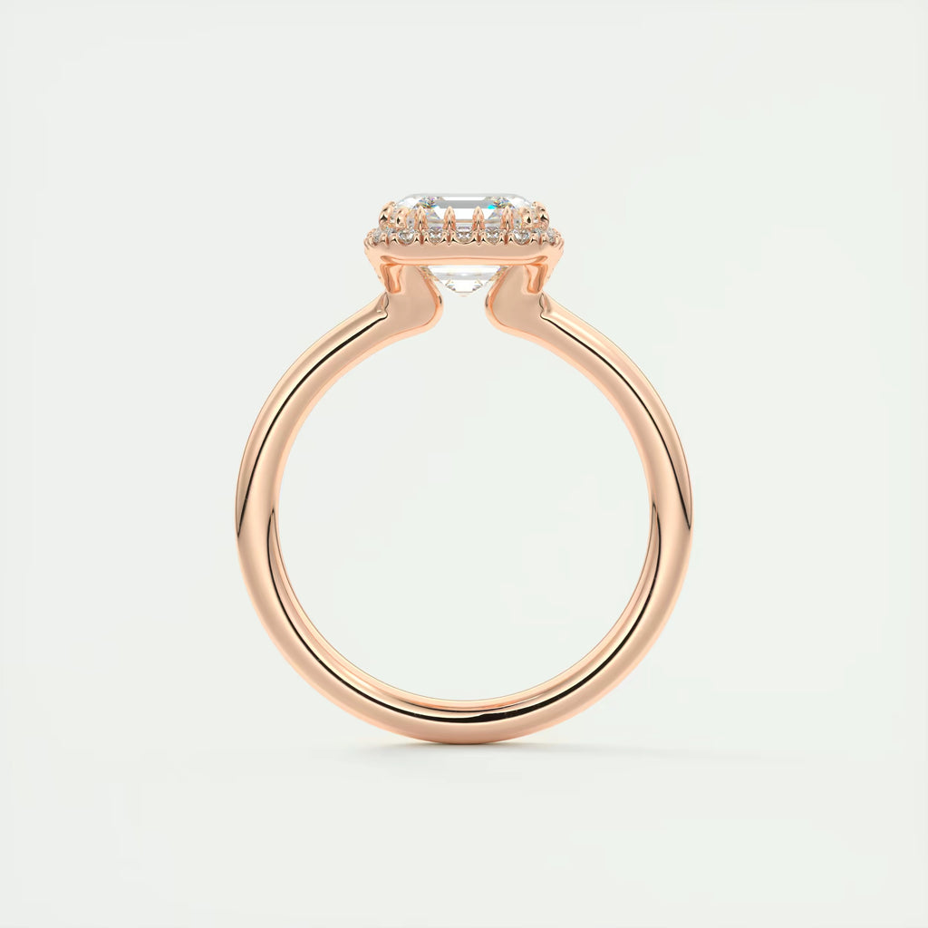 2.15 Ct The Crescent Asscher Flush Stacking Half Halo Solitaire