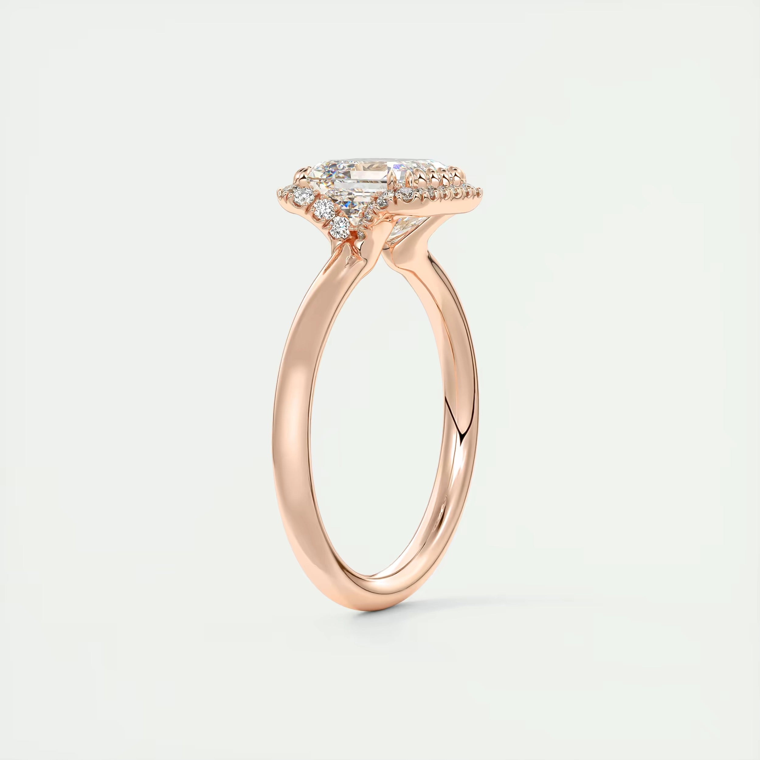 2.15 Ct The Crescent Asscher Flush Stacking Half Halo Solitaire