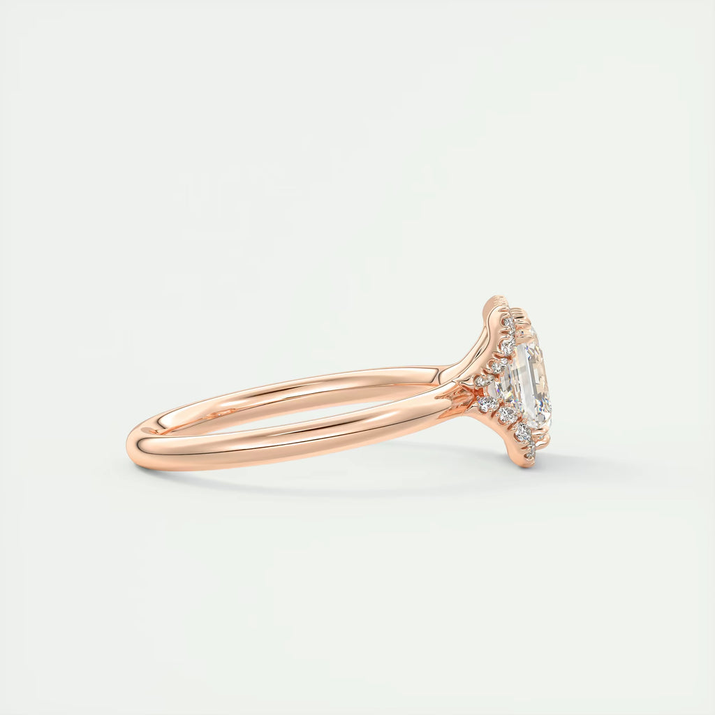 2.15 Ct The Crescent Asscher Flush Stacking Half Halo Solitaire