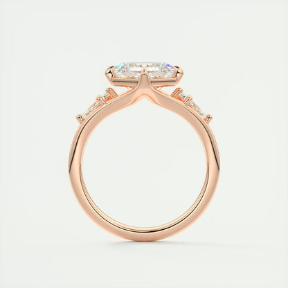 3.00 Ct The Symphony Asscher & Kites Split Shank Three Stone Engagement Rings