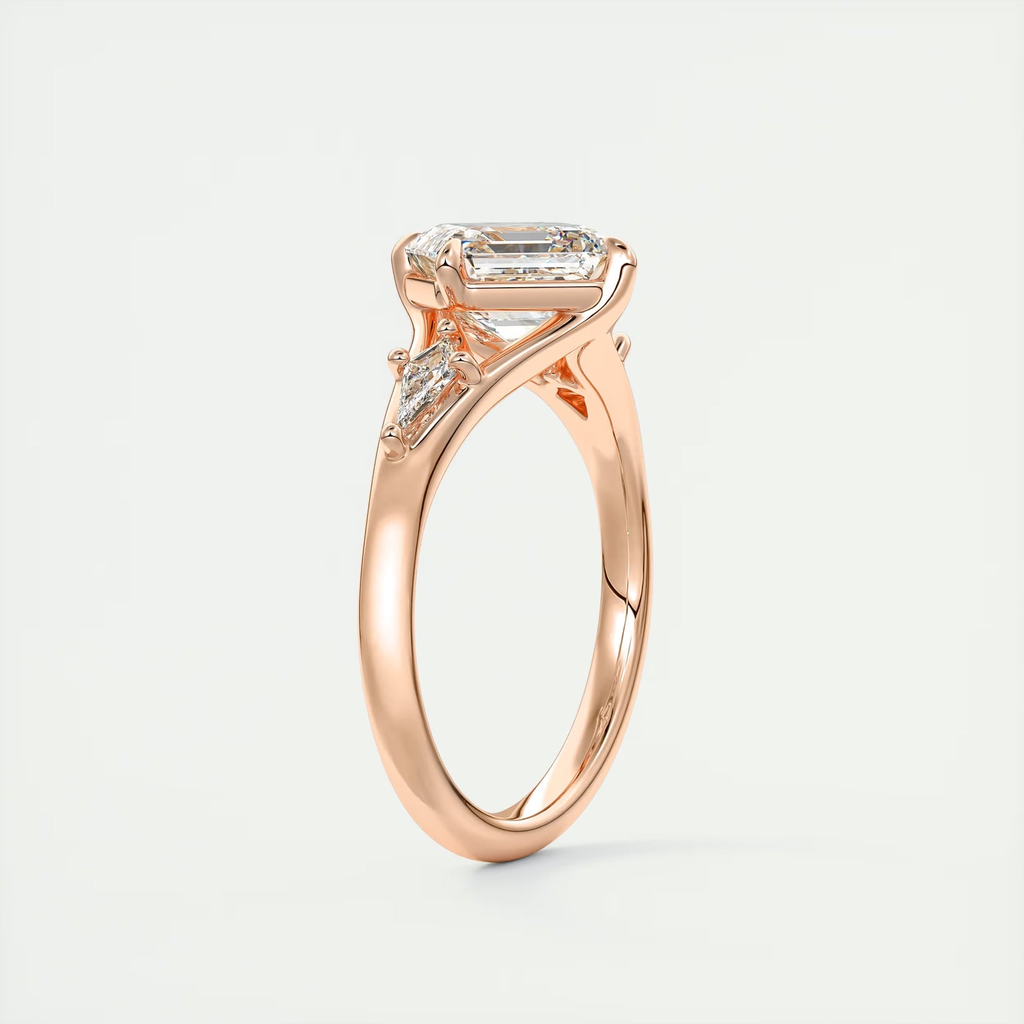 3.00 Ct The Symphony Asscher & Kites Split Shank Three Stone Engagement Rings