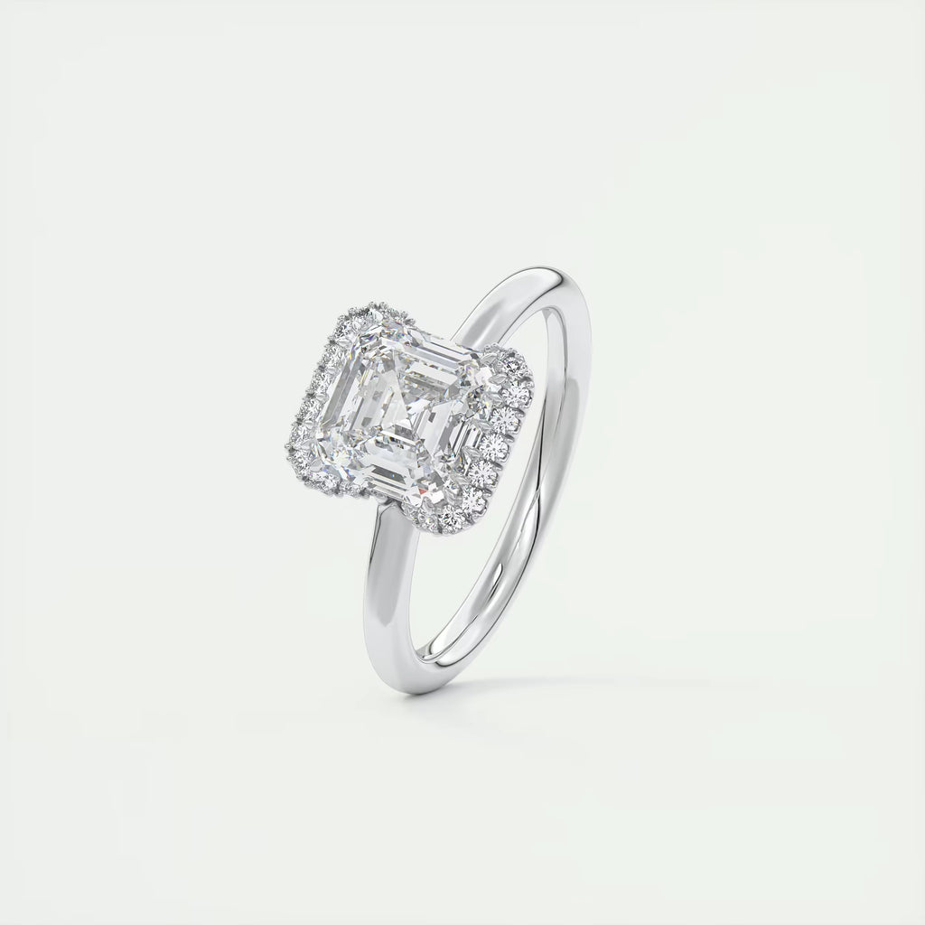 2.15 Ct The Crescent Asscher Flush Stacking Half Halo Solitaire