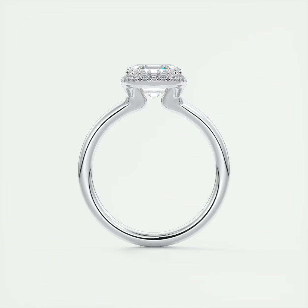 2.15 Ct The Crescent Asscher Flush Stacking Half Halo Solitaire