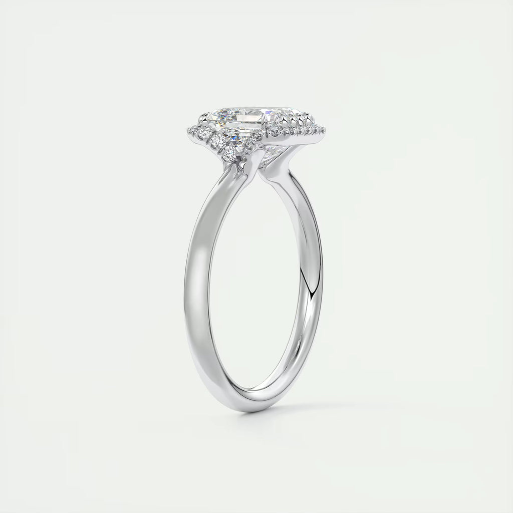 2.15 Ct The Crescent Asscher Flush Stacking Half Halo Solitaire