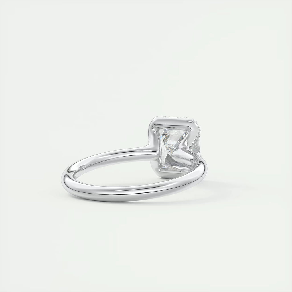 2.15 Ct The Crescent Asscher Flush Stacking Half Halo Solitaire