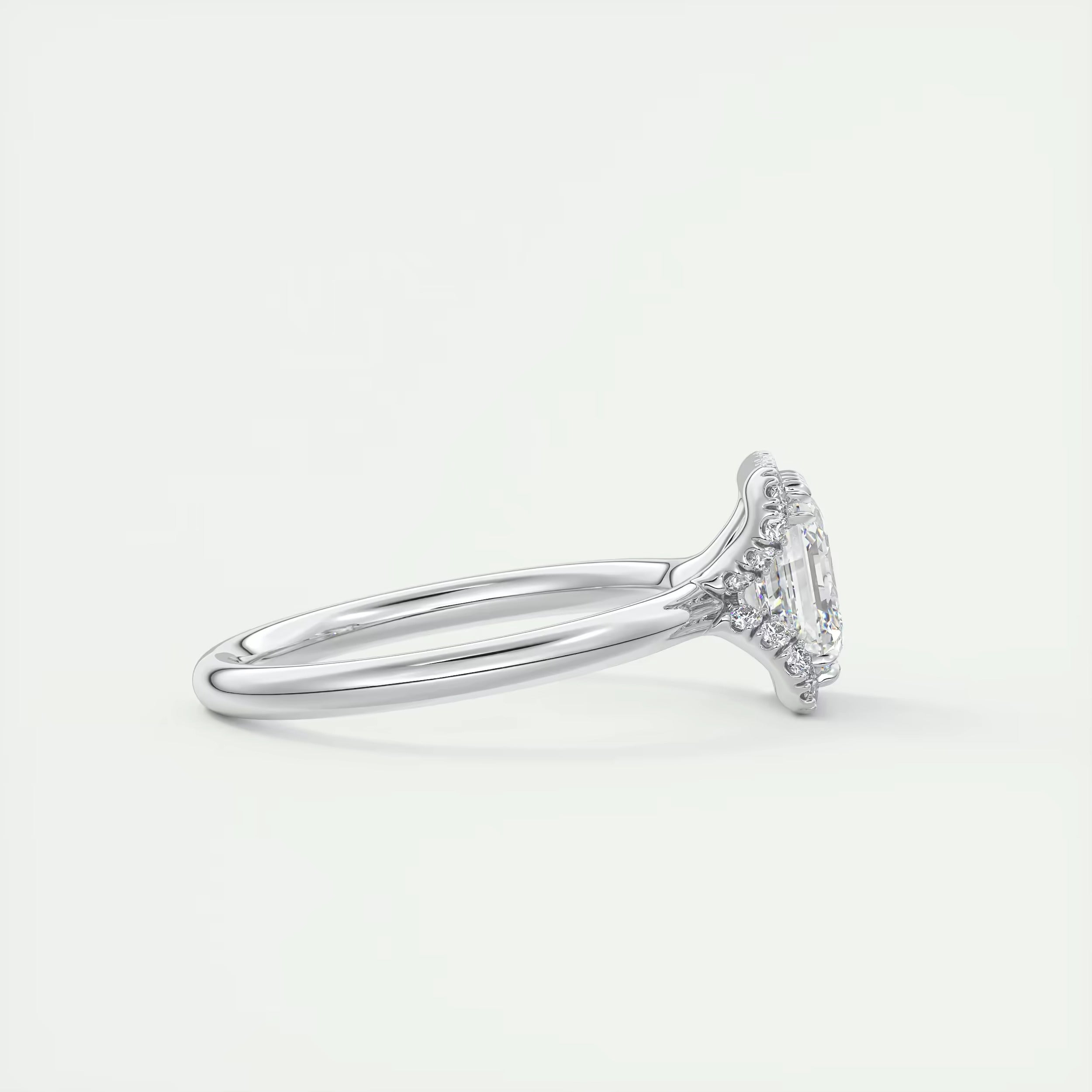 2.15 Ct The Crescent Asscher Flush Stacking Half Halo Solitaire