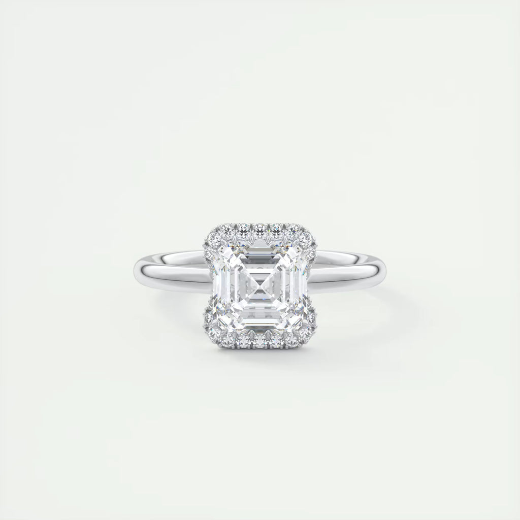2.15 Ct The Crescent Asscher Flush Stacking Half Halo Solitaire