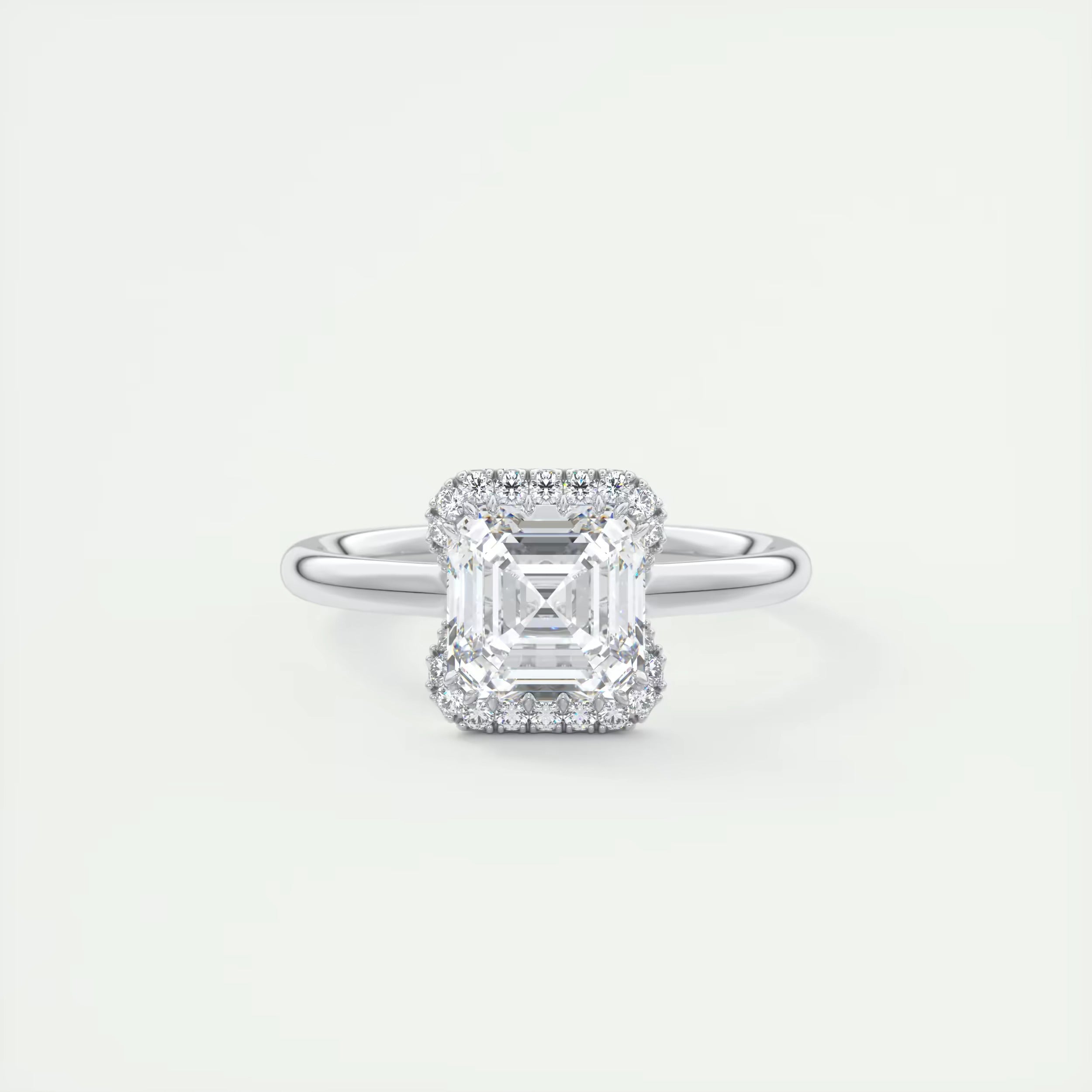 2.15 Ct The Crescent Asscher Flush Stacking Half Halo Solitaire