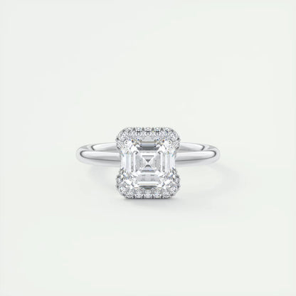 2.15 Ct The Crescent Asscher Flush Stacking Half Halo Solitaire