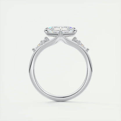 3.00 Ct The Symphony Asscher & Kites Split Shank Three Stone Engagement Rings