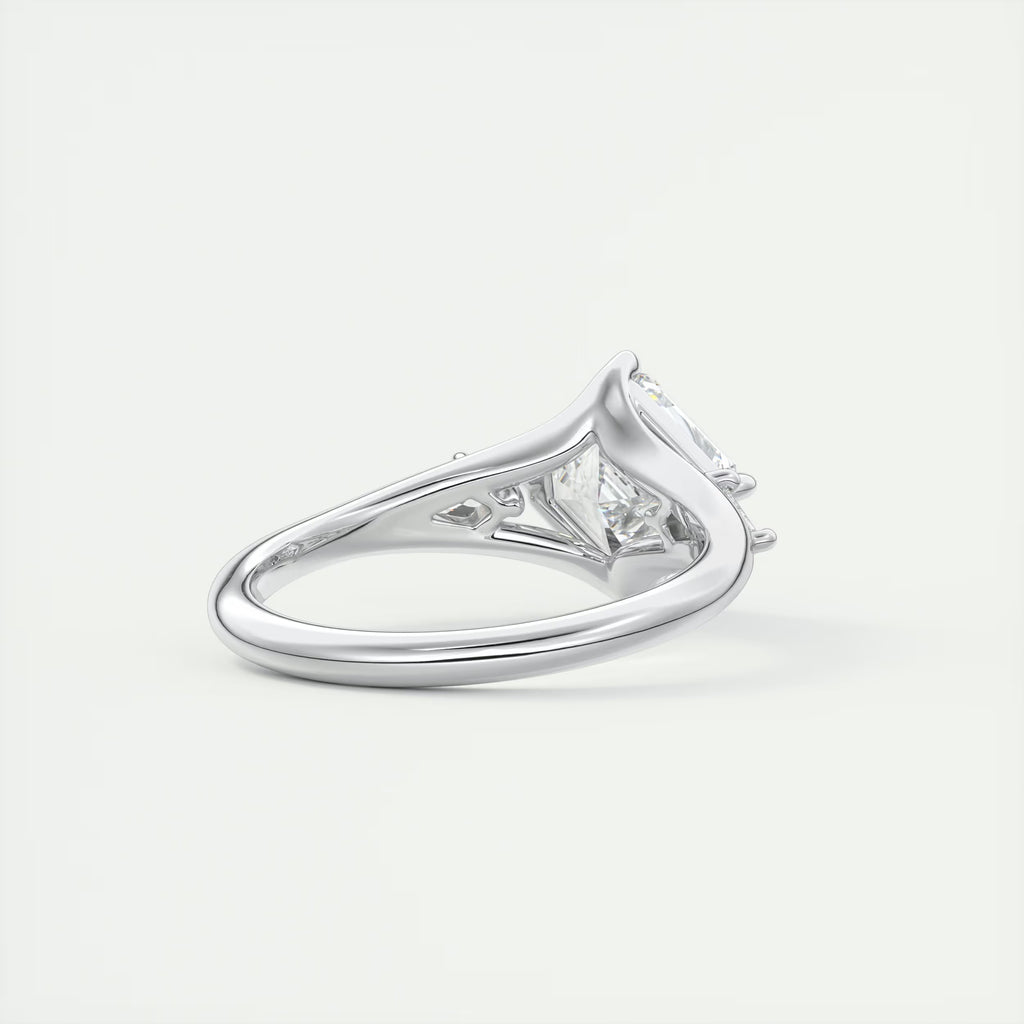 3.00 Ct The Symphony Asscher & Side Stone Kites Split Shank Three Stone Engagement Rings