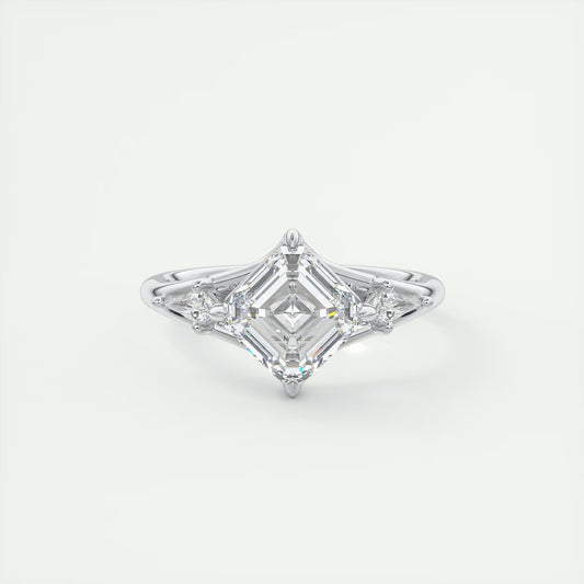3.00 Ct The Symphony Asscher & Kites Split Shank Three Stone Engagement Rings