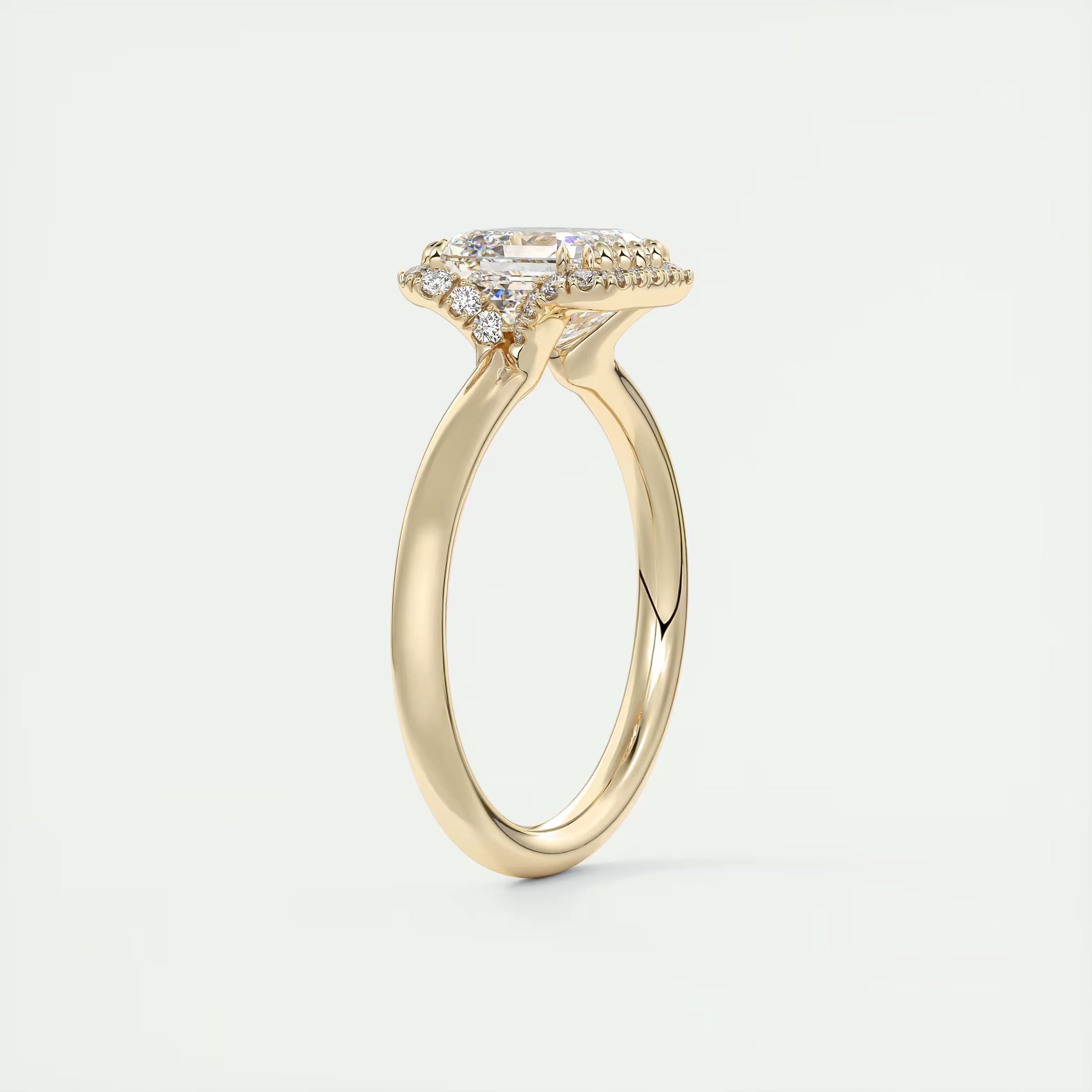 2.15 Ct The Crescent Asscher Flush Stacking Half Halo Solitaire