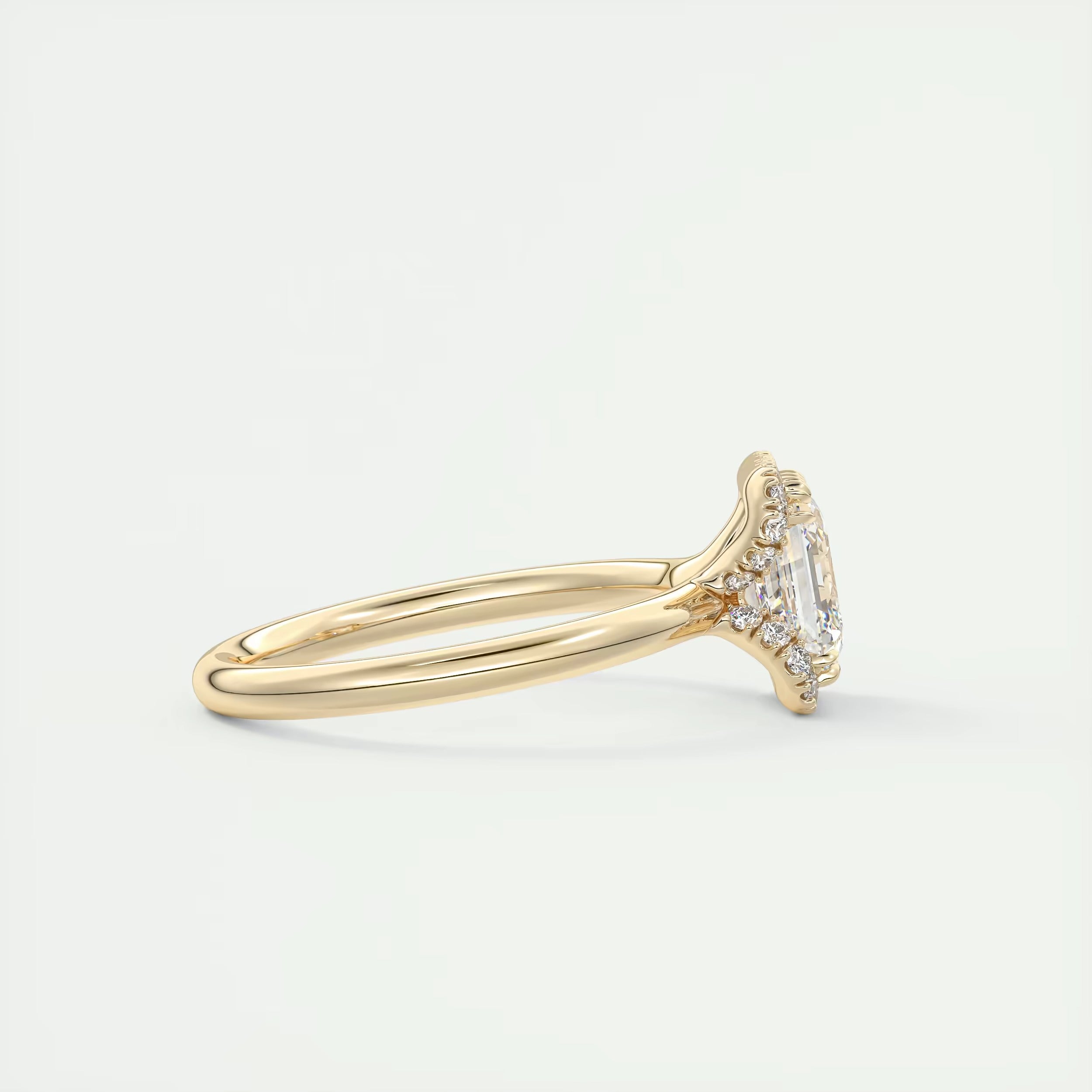 2.15 Ct The Crescent Asscher Flush Stacking Half Halo Solitaire