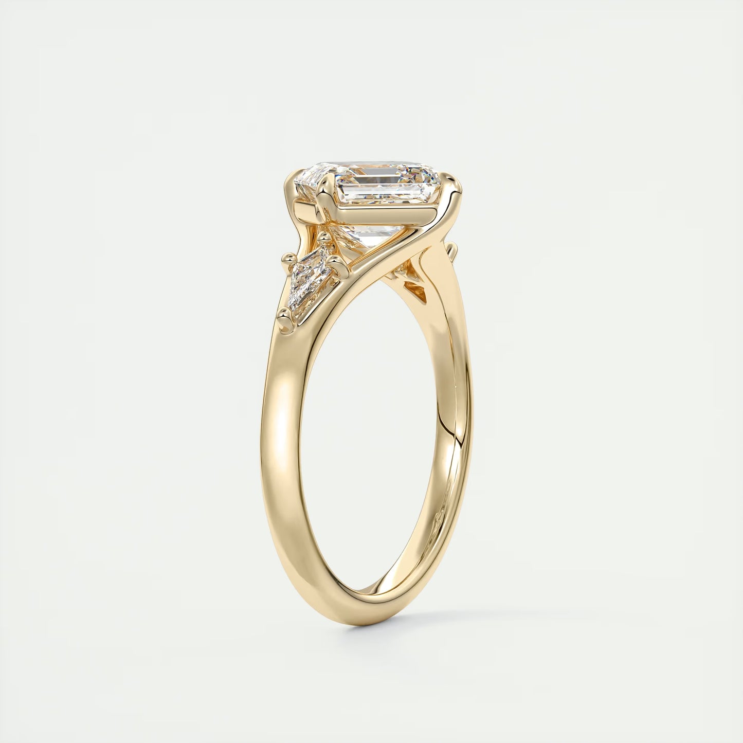 3.00 Ct The Symphony Asscher & Kites Split Shank Three Stone Engagement Rings