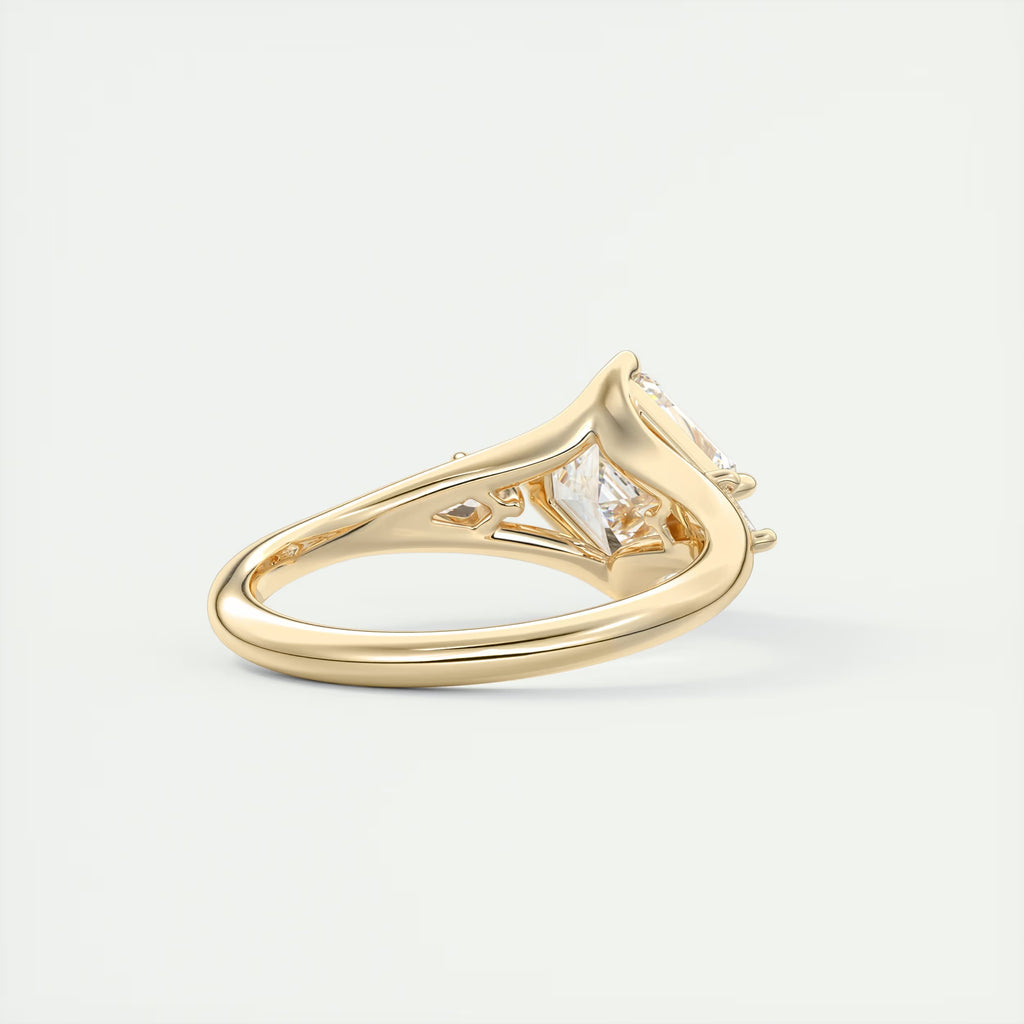 3.00 Ct The Symphony Asscher & Side Stone Kites Split Shank Three Stone Engagement Rings