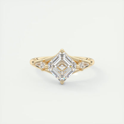 3.00 Ct The Symphony Asscher & Kites Split Shank Three Stone Engagement Rings
