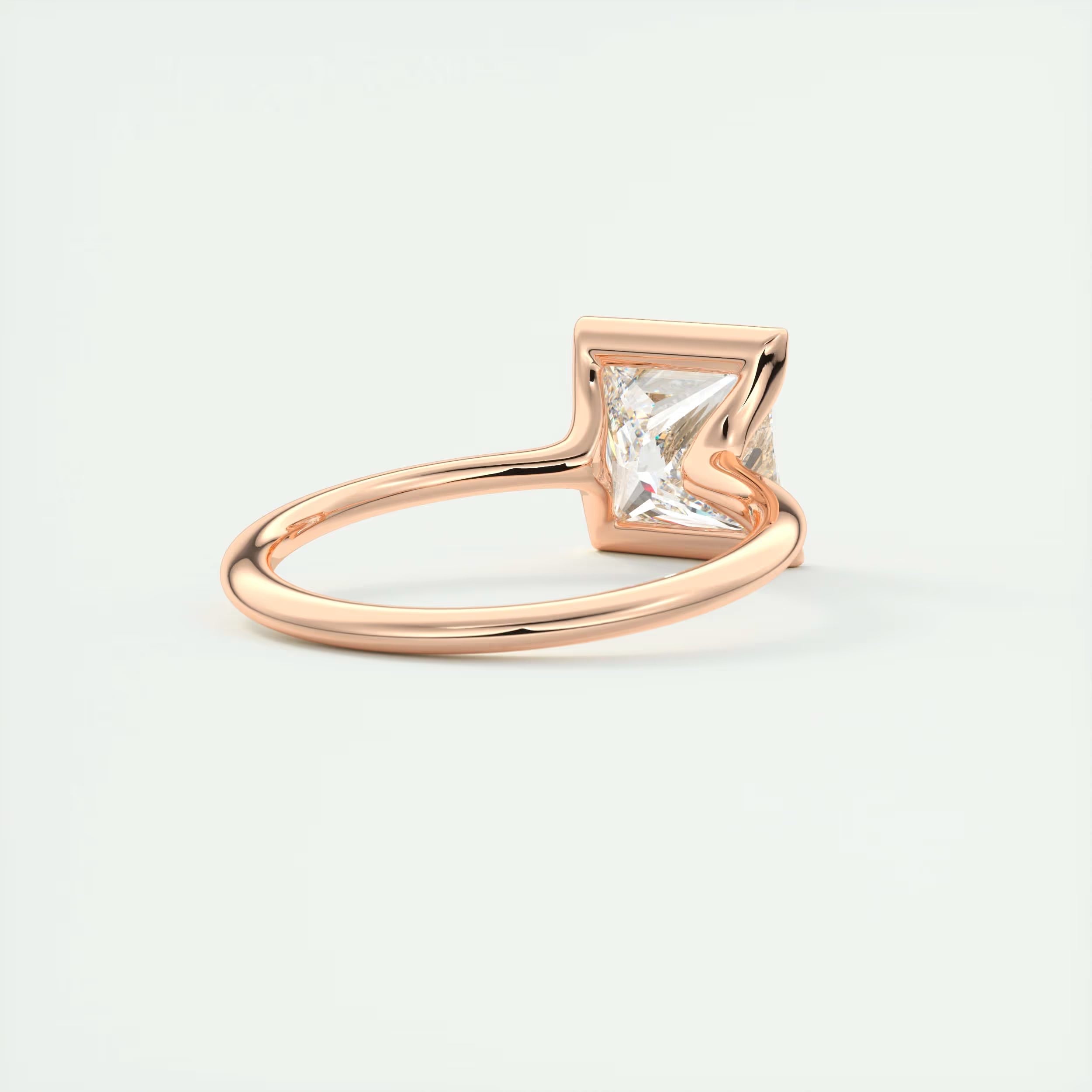 2.00 Ct The Center Stone Princess - Flush Stacking Half Bezel Solitaire Engagement Rings