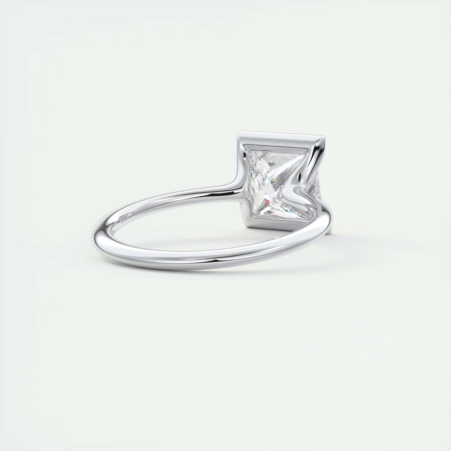 2.00 Ct The Clutch Princess - Flush Stacking Half Bezel Solitaire Engagement Rings