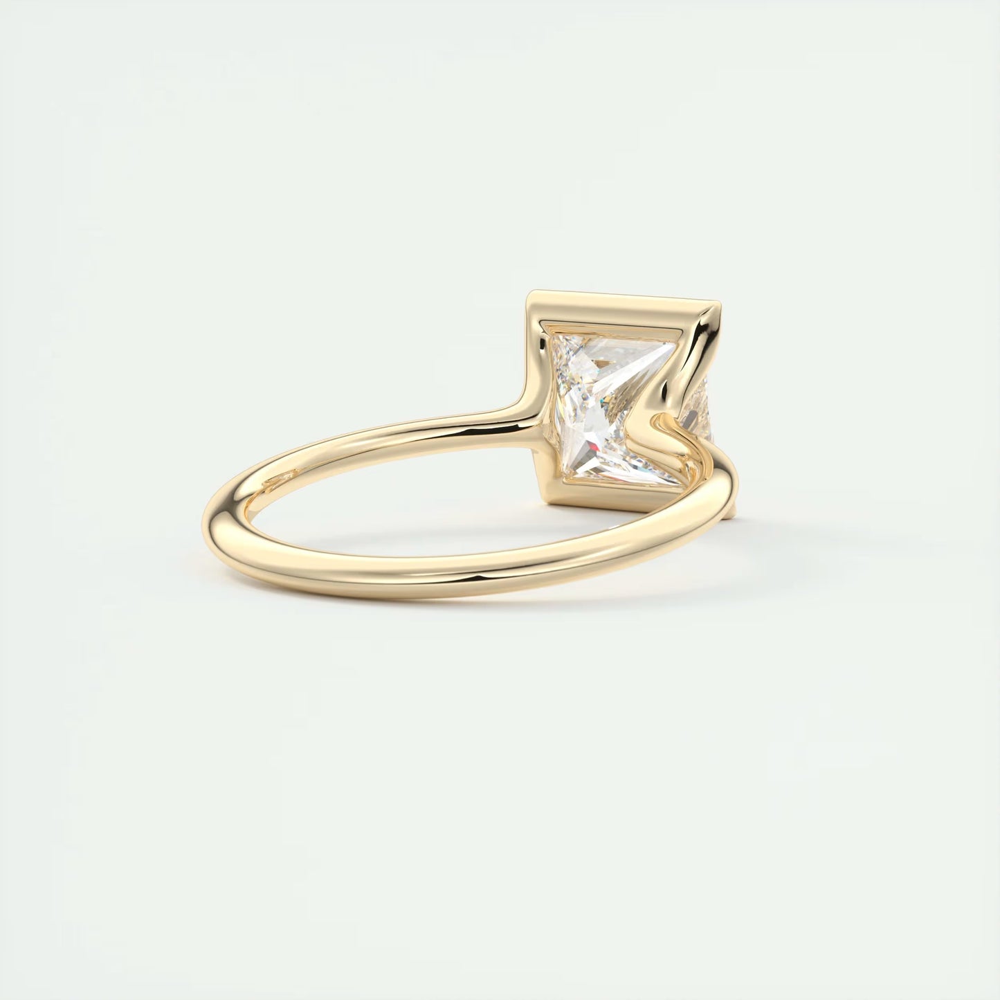 2.00 Ct The Clutch Princess - Flush Stacking Half Bezel Solitaire Engagement Rings