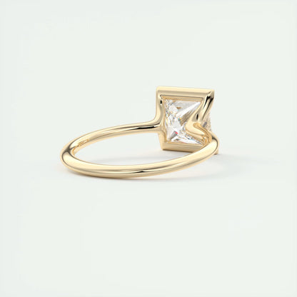 2.00 Ct The Clutch Princess - Flush Stacking Half Bezel Solitaire Engagement Rings