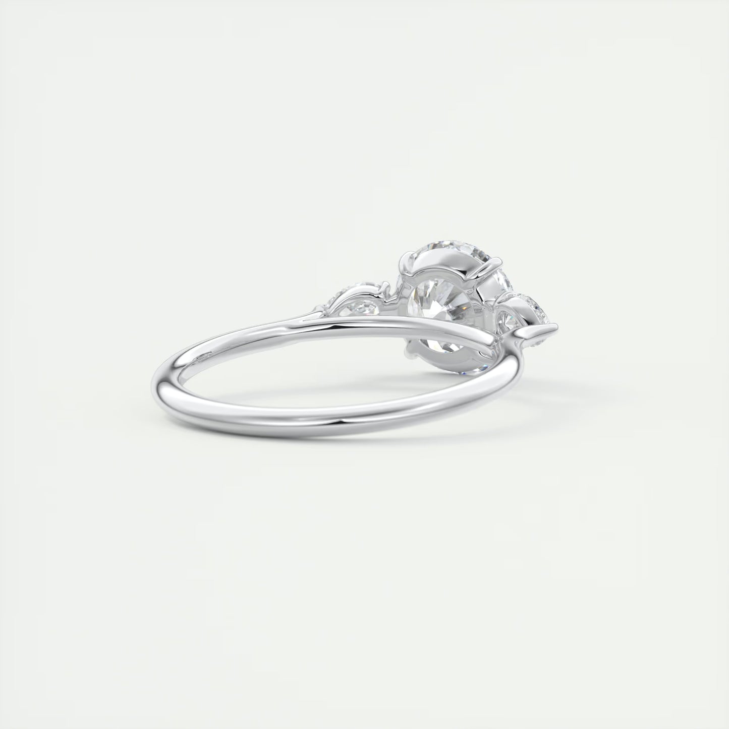 2.50 Ct Breezy Pears Round - Flush Stacking Pear Three Stone Engagement Ring
