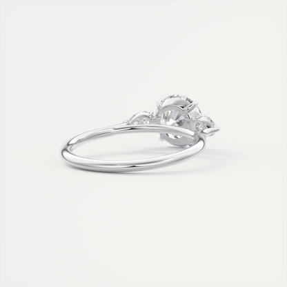 2.50 Ct Breezy Pears Round - Flush Stacking Pear Three Stone Engagement Ring
