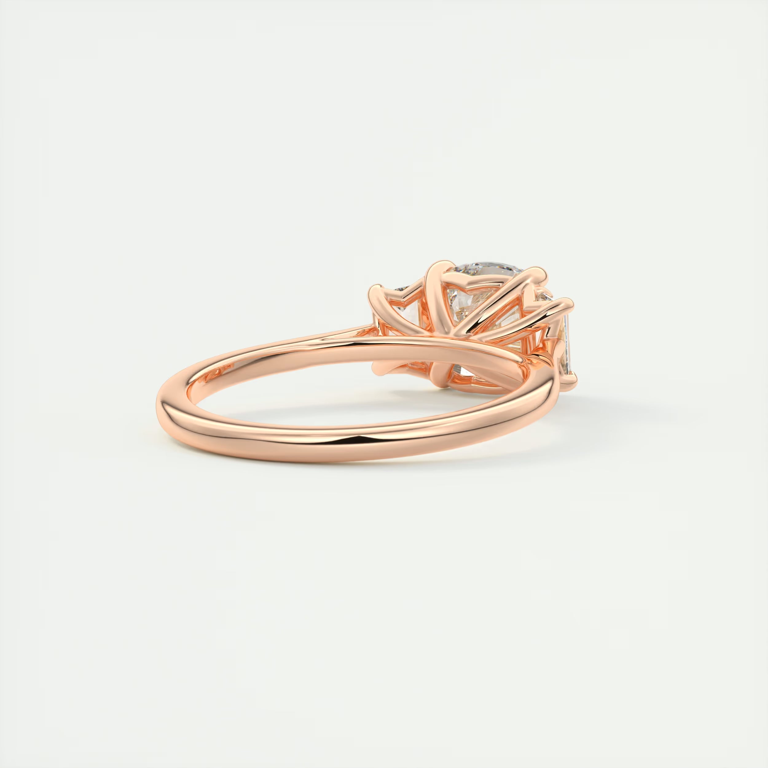 3.00 Ct Center Stone Cushion & Side Stone Trapezoid Three Stone Engagement Rings