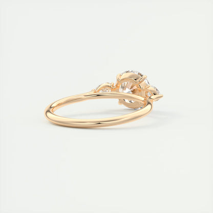 2.50 Ct Breezy Pears Round - Flush Stacking Pear Three Stone Engagement Ring