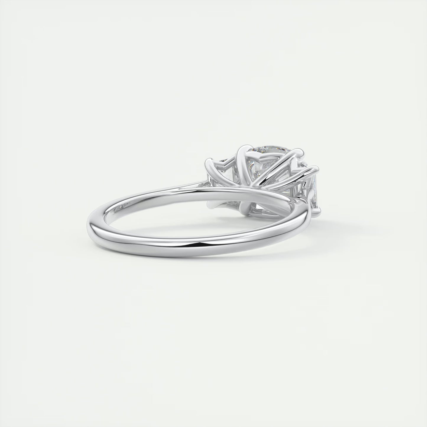 3.00 Ct The Nouveau Cushion &Trapezoid Three Stone Engagement Rings