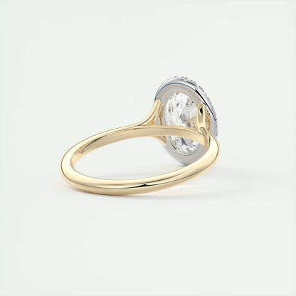 2.10 Ct The Breezy Halo Oval Center with French Set Halo Ring