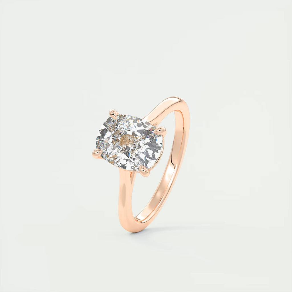 2.00 Ct The Cathedral Elongated Cushion Flush Stacking Solitaire Ring Engagement Ring