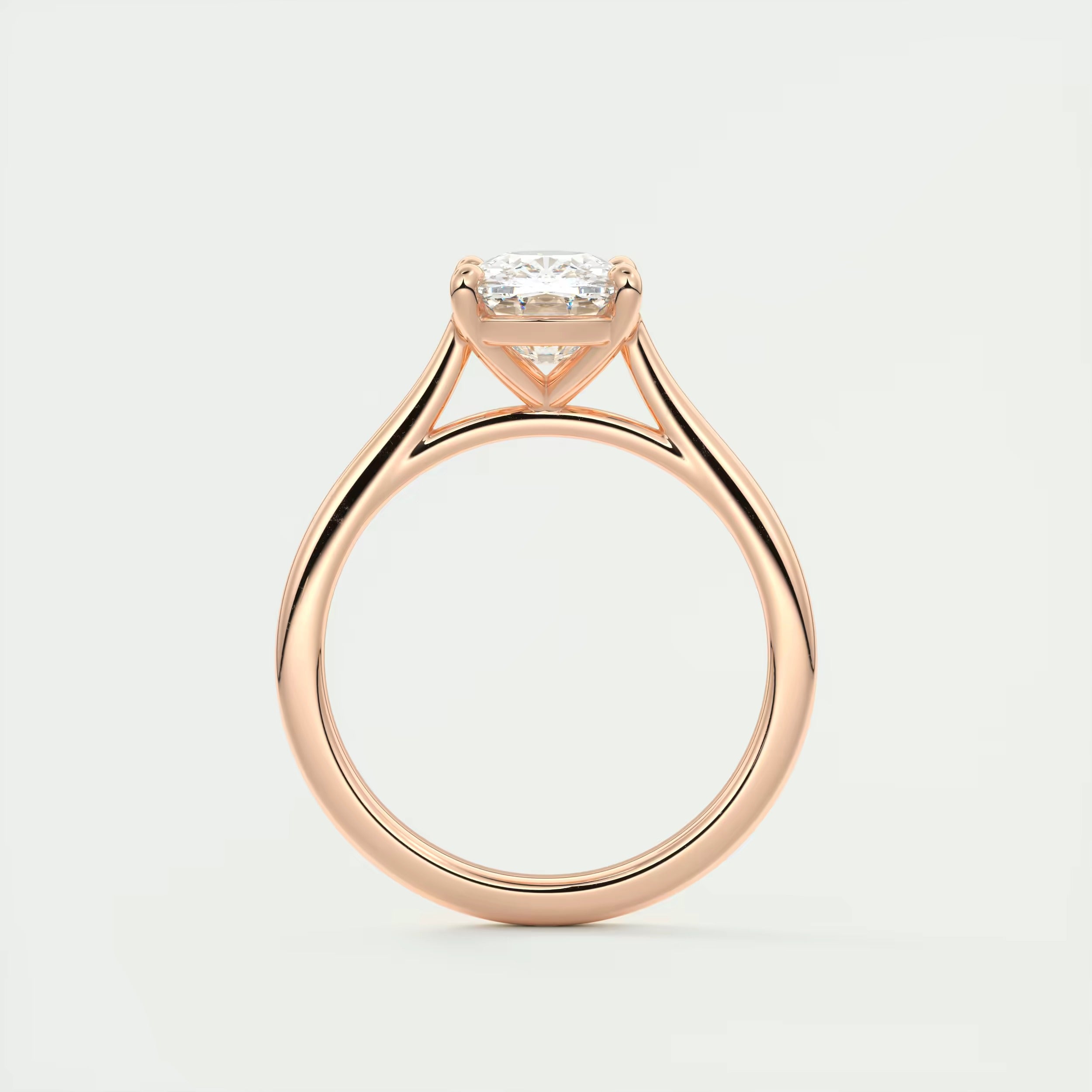 2.00 Ct The Cathedral Elongated Cushion Flush Stacking Solitaire Ring Engagement Ring