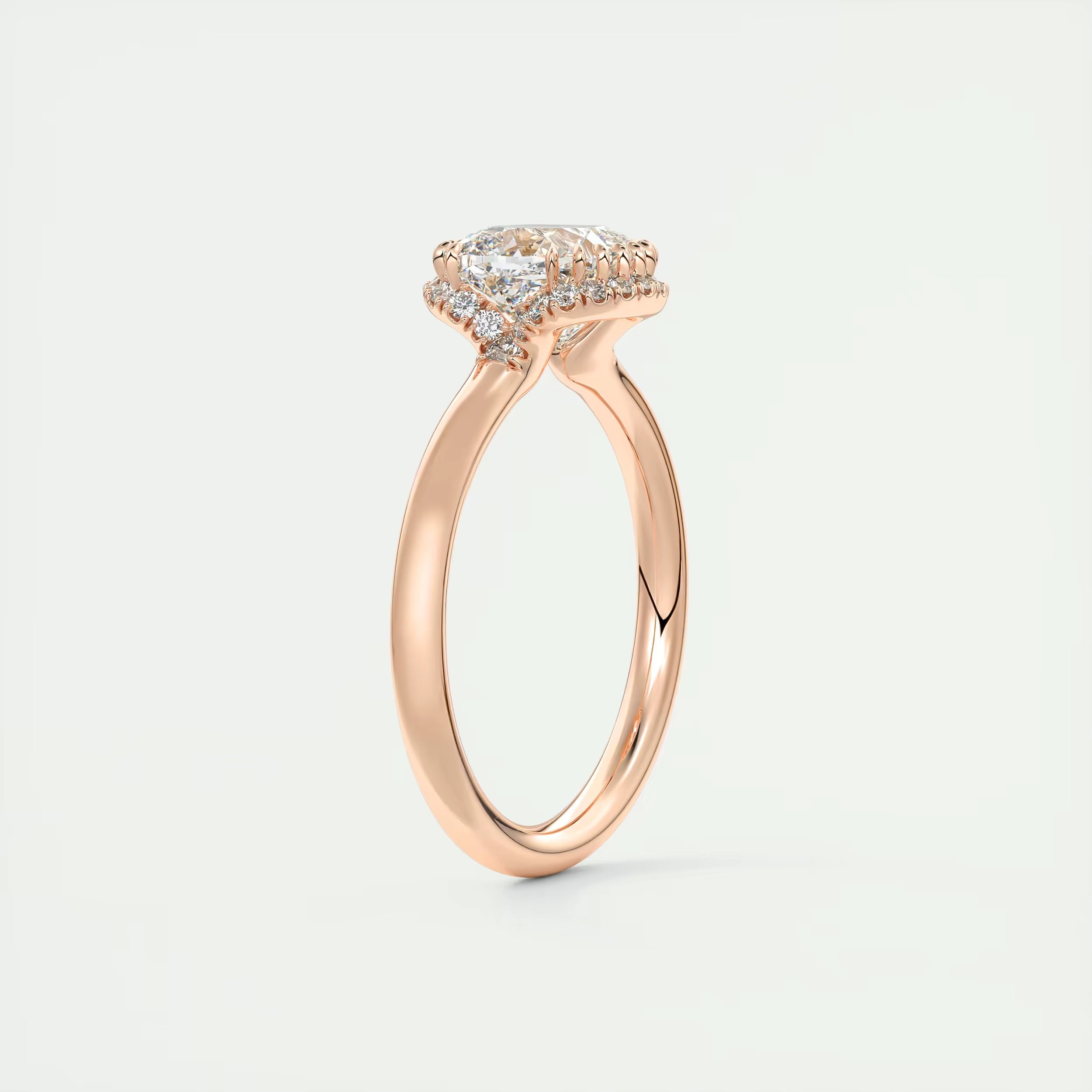 2.10 Ct The Center Stone Cushion Flush Stacking Half Halo Solitaire Ring