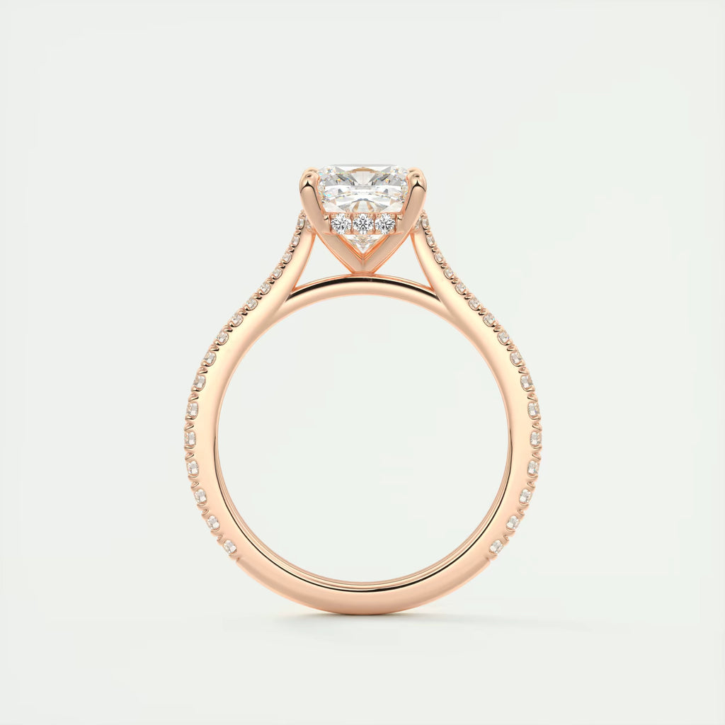 2.50 Ct The Cathedral Deluxe Center Stone Cushion Hidden Halo Engagement Ring