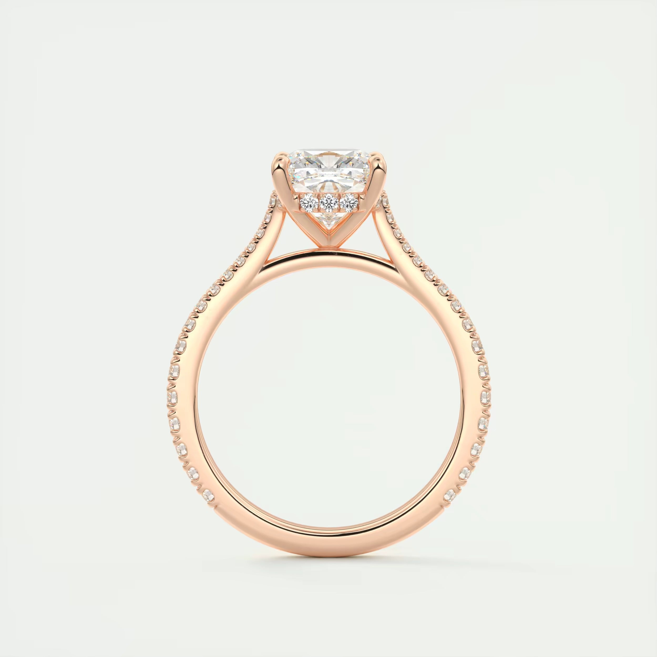 2.50 Ct The Cathedral Deluxe Center Stone Cushion Hidden Halo Engagement Ring