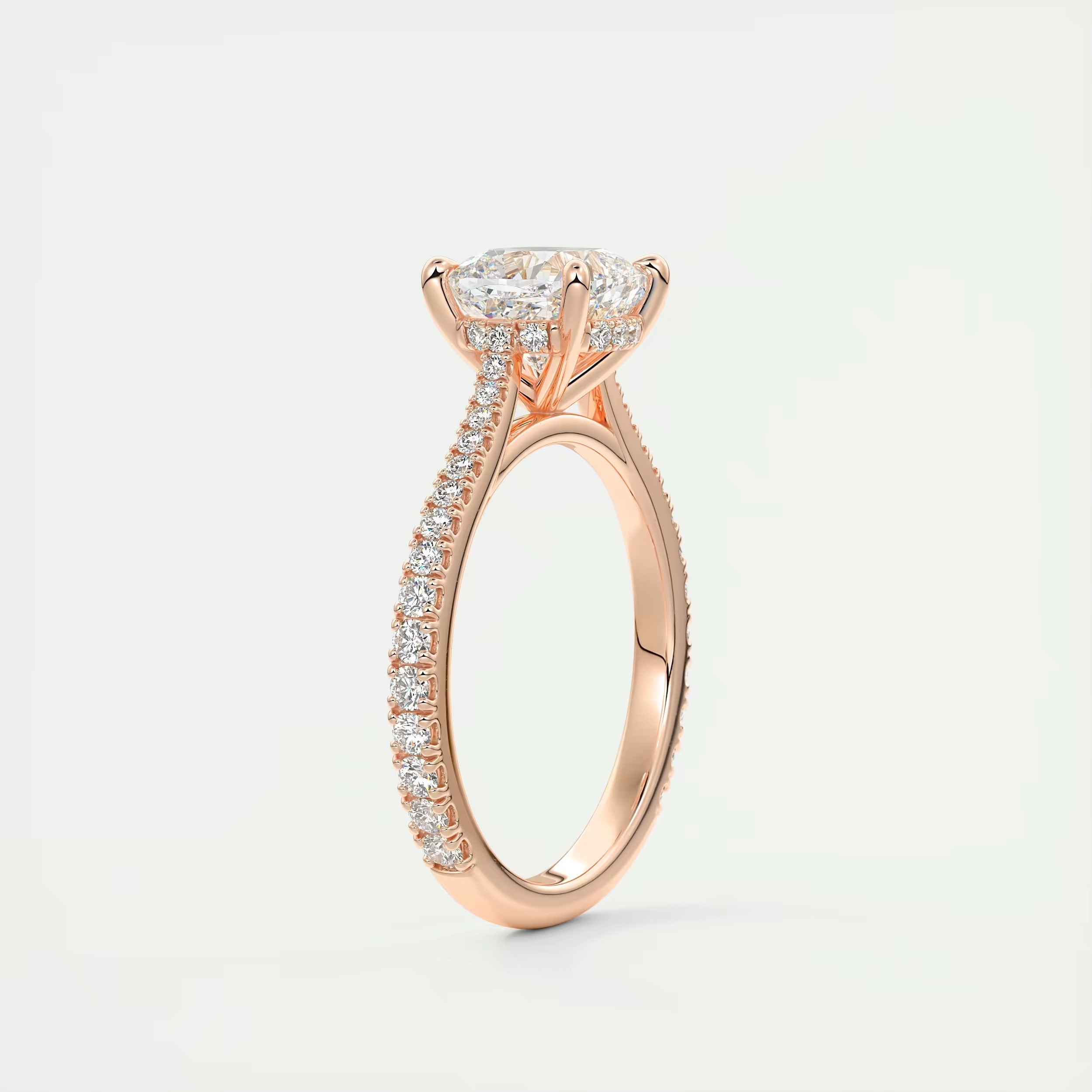 2.50 Ct The Cathedral Deluxe Center Stone Cushion Hidden Halo Engagement Ring