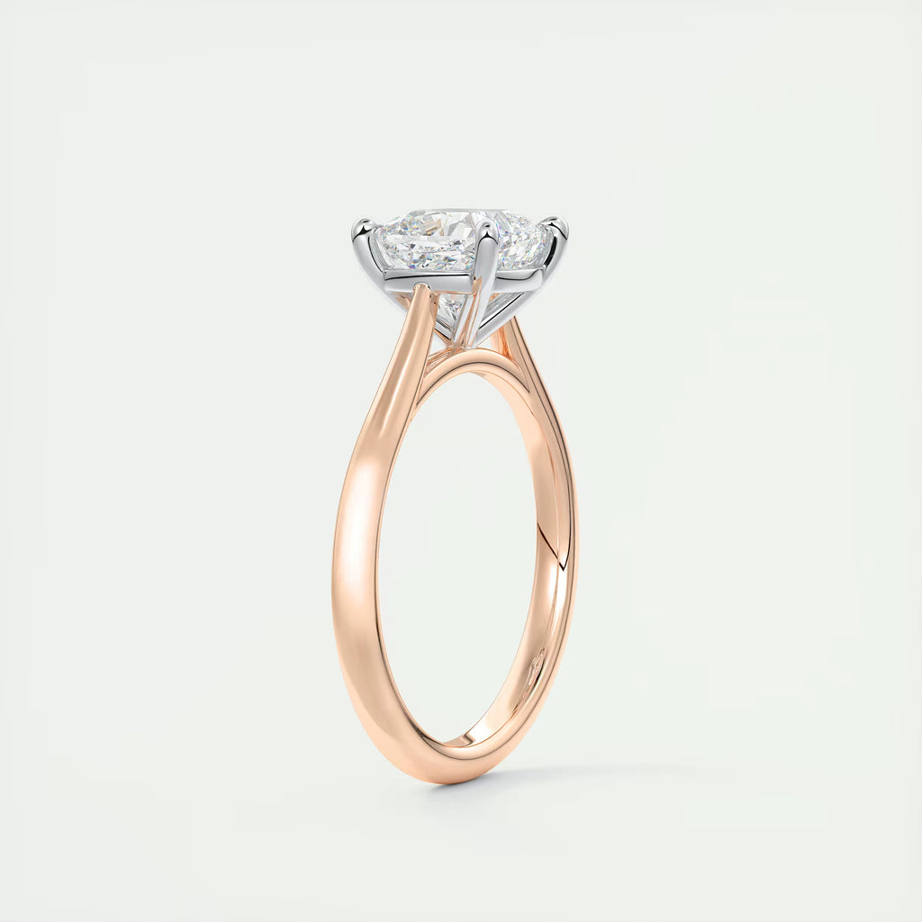 2.00 Ct The Cathedral Two Tone Cushion Gold Cathedral Solitaire with Prongs Engagement Ring