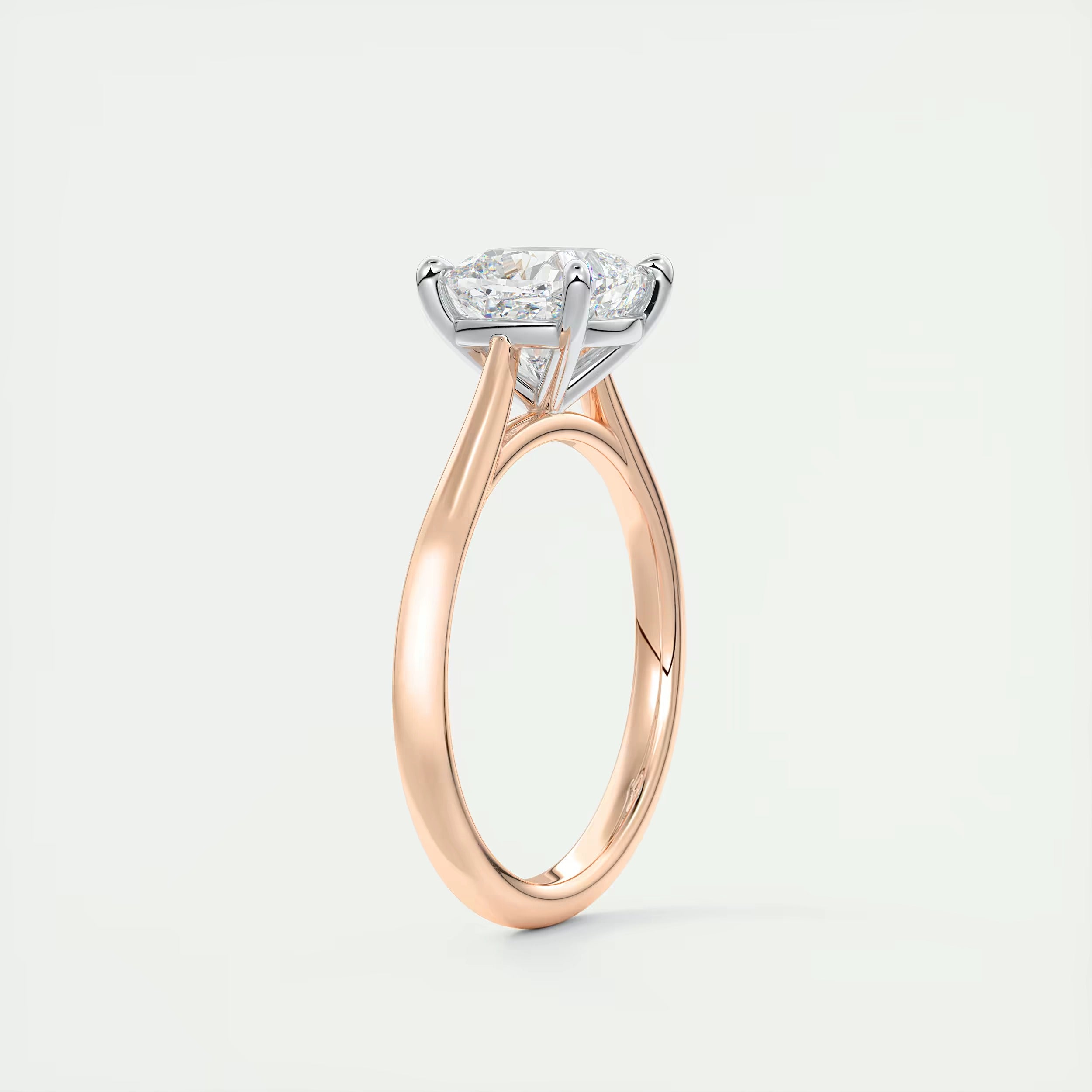 2.00 Ct The Cathedral Two Tone Cushion Gold Cathedral Solitaire with Prongs Engagement Ring