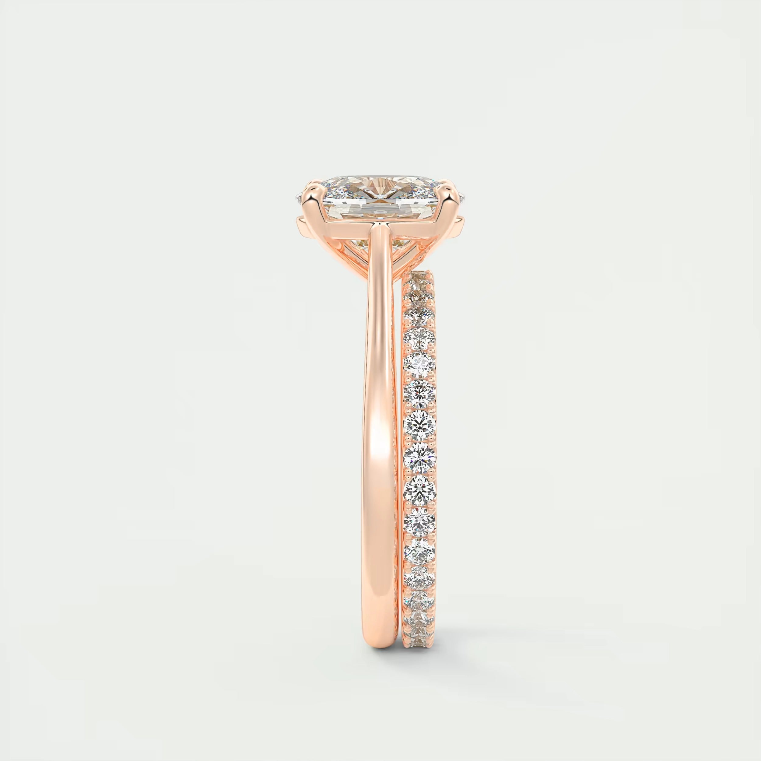 2.00 Ct The Cathedral Elongated Cushion Flush Stacking Solitaire Ring Engagement Ring