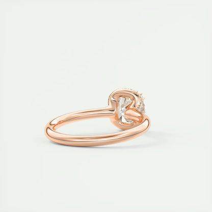 2.10 Ct The Crescent Cushion Flush Stacking Half Halo Solitaire Ring