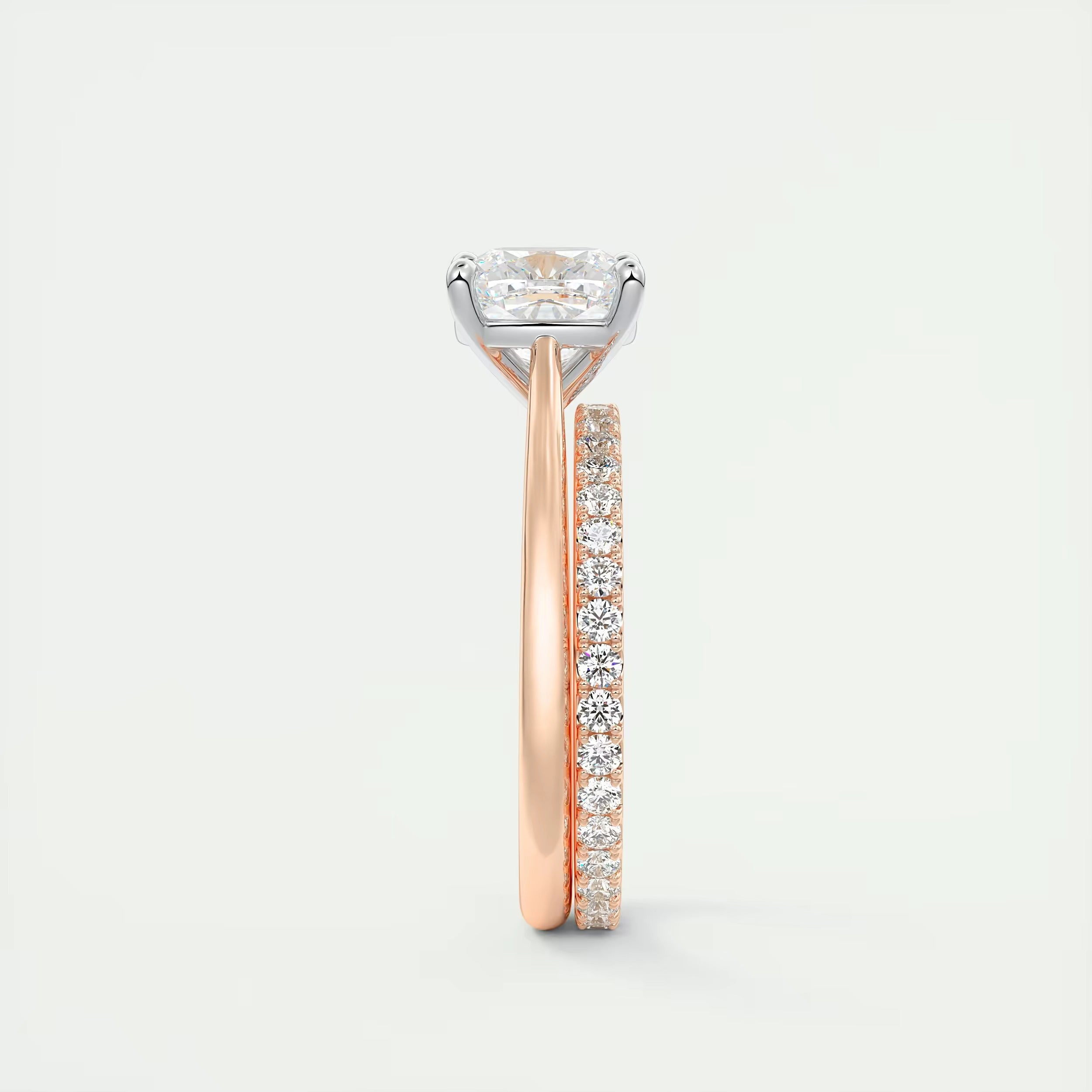 2.00 Ct The Cathedral Two Tone Cushion Gold Cathedral Solitaire with Prongs Engagement Ring