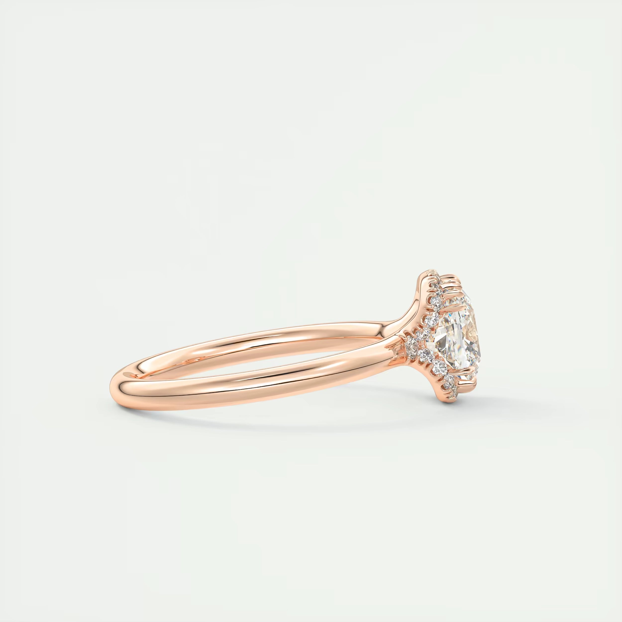 2.10 Ct The Center Stone Cushion Flush Stacking Half Halo Solitaire Ring