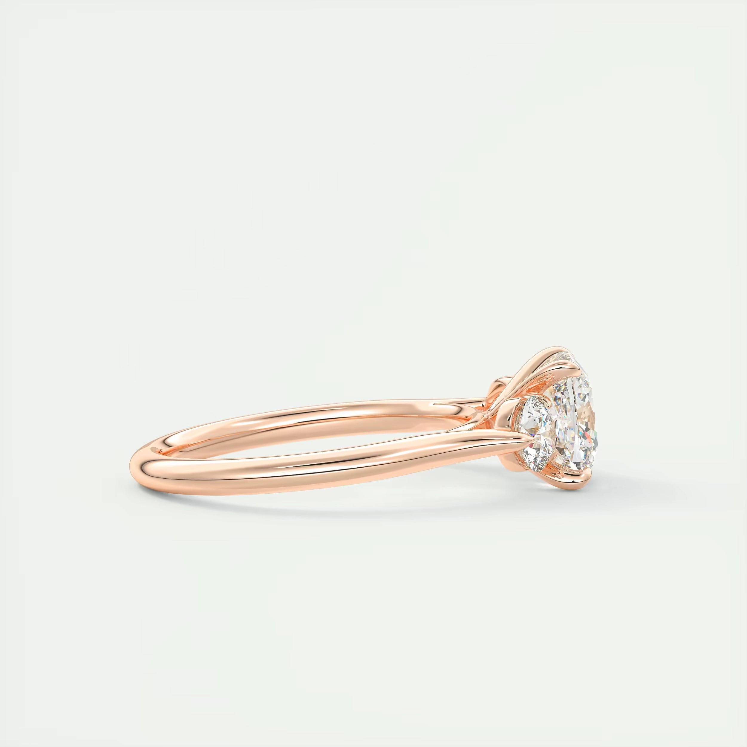 2.50 Ct The Cathedral Three Center Stone Cushion & Side Stone Round Engagement Ring