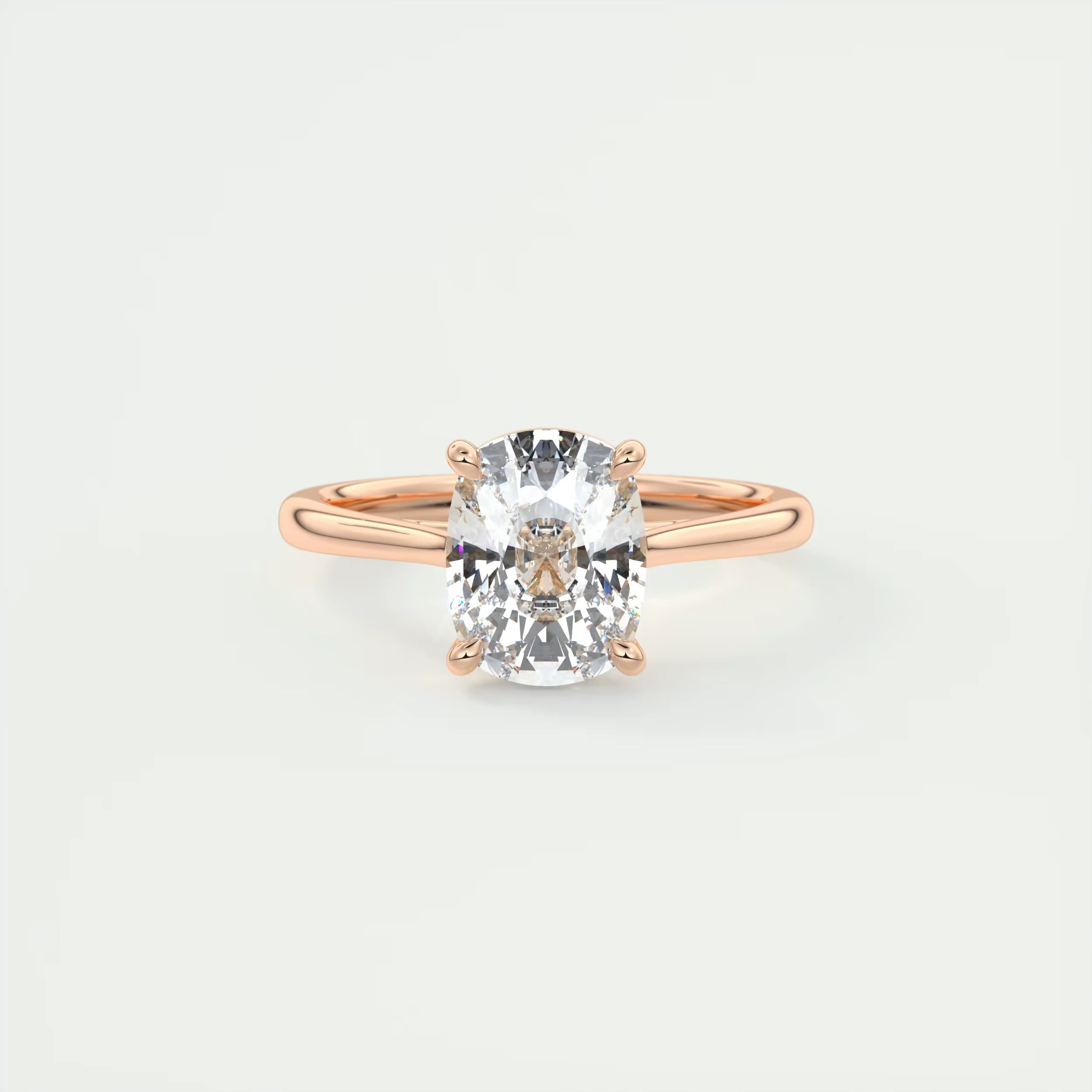 2.00 Ct The Cathedral Elongated Cushion Flush Stacking Solitaire Ring Engagement Ring