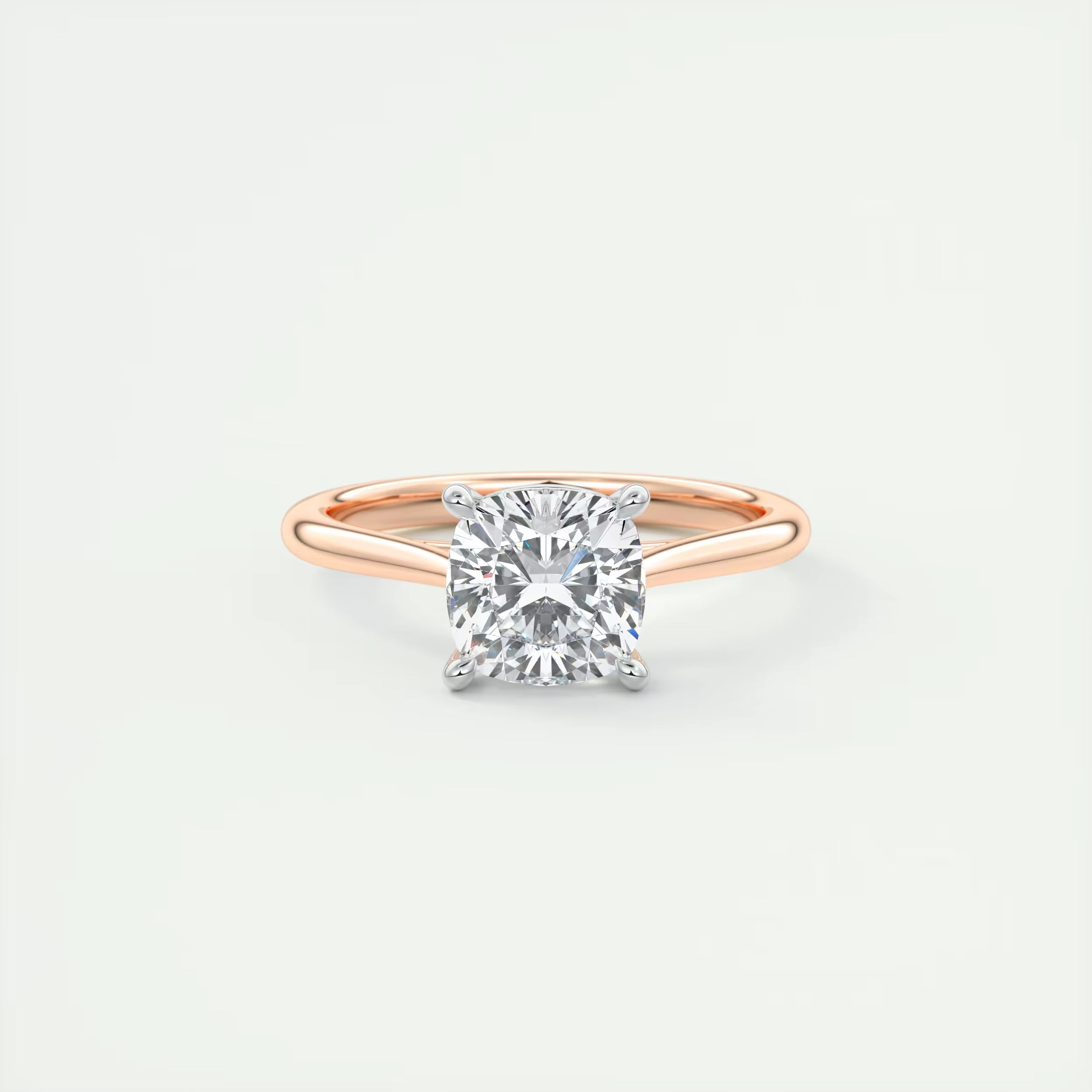 2.00 Ct The Cathedral Two Tone Cushion Gold Cathedral Solitaire with Prongs Engagement Ring