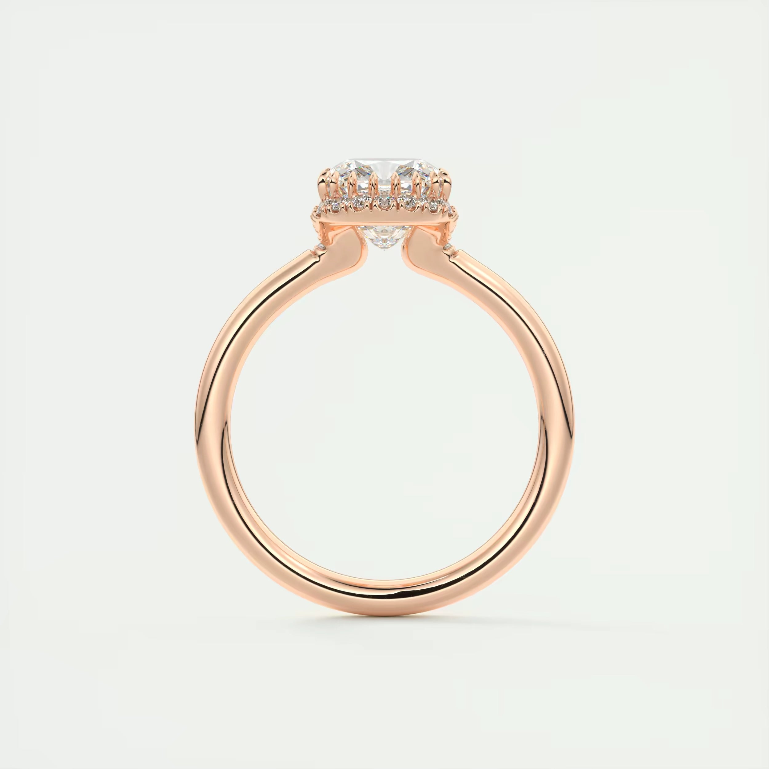 2.10 Ct The Center Stone Cushion Flush Stacking Half Halo Solitaire Ring